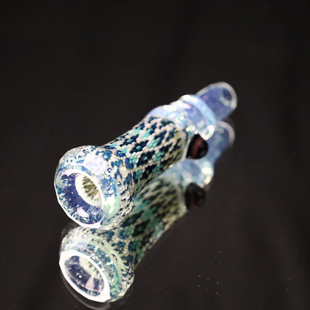 Rotational Science Glass Cold Worked & Faceted Peyote Stich Chillum #13 / FUM/CRSH