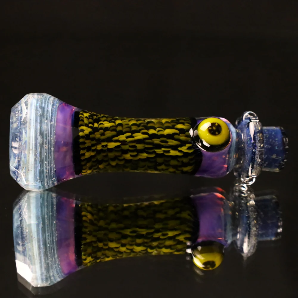 Rotational Science Glass Cold Worked & Faceted Peyote Stich Chillum 319 / FUM/PNK - Image 3