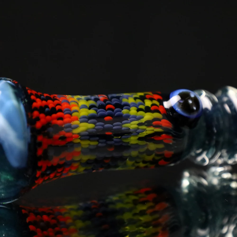 Rotational Science Glass Cold Worked & Faceted Peyote Stich Chillum #20 / MDBLUCRS - Image 2