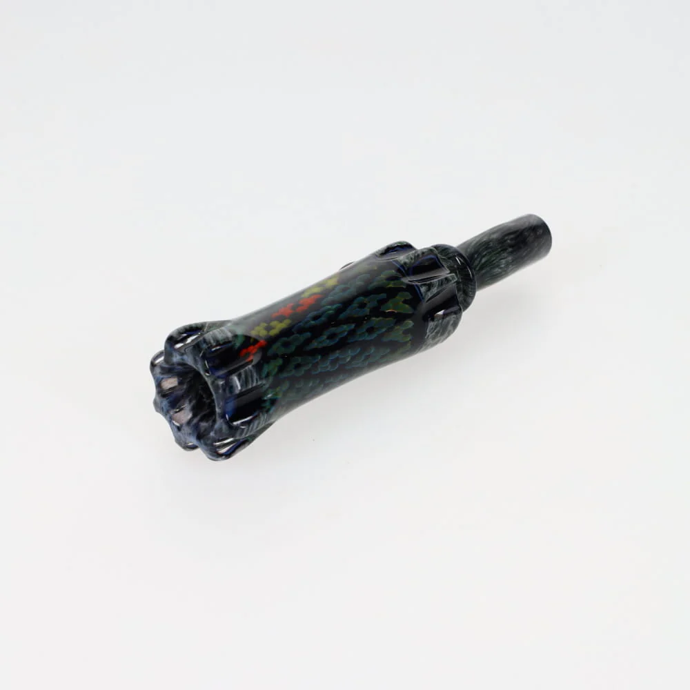 Rotational Science Glass Cold Worked Peyote Stich Chillum #17 / Black Grey