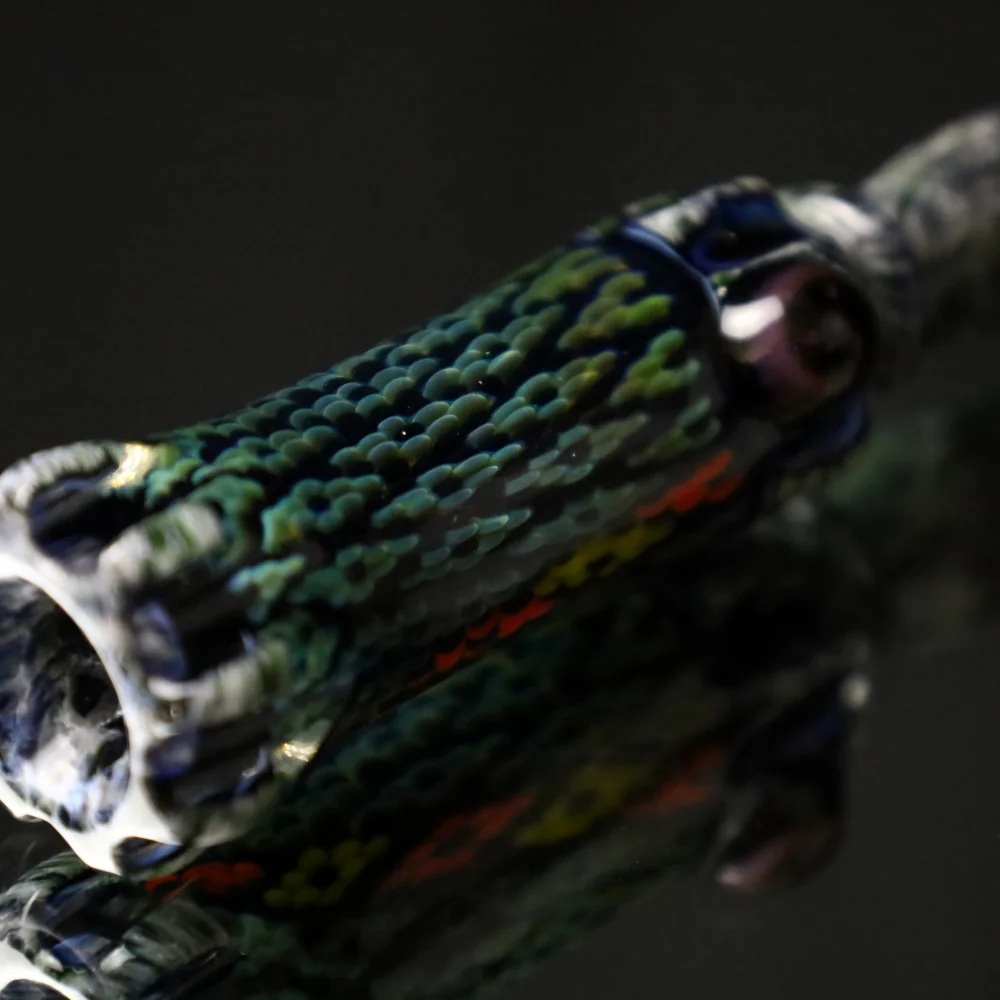 Rotational Science Glass Cold Worked Peyote Stich Chillum #17 / Black Grey - Image 2