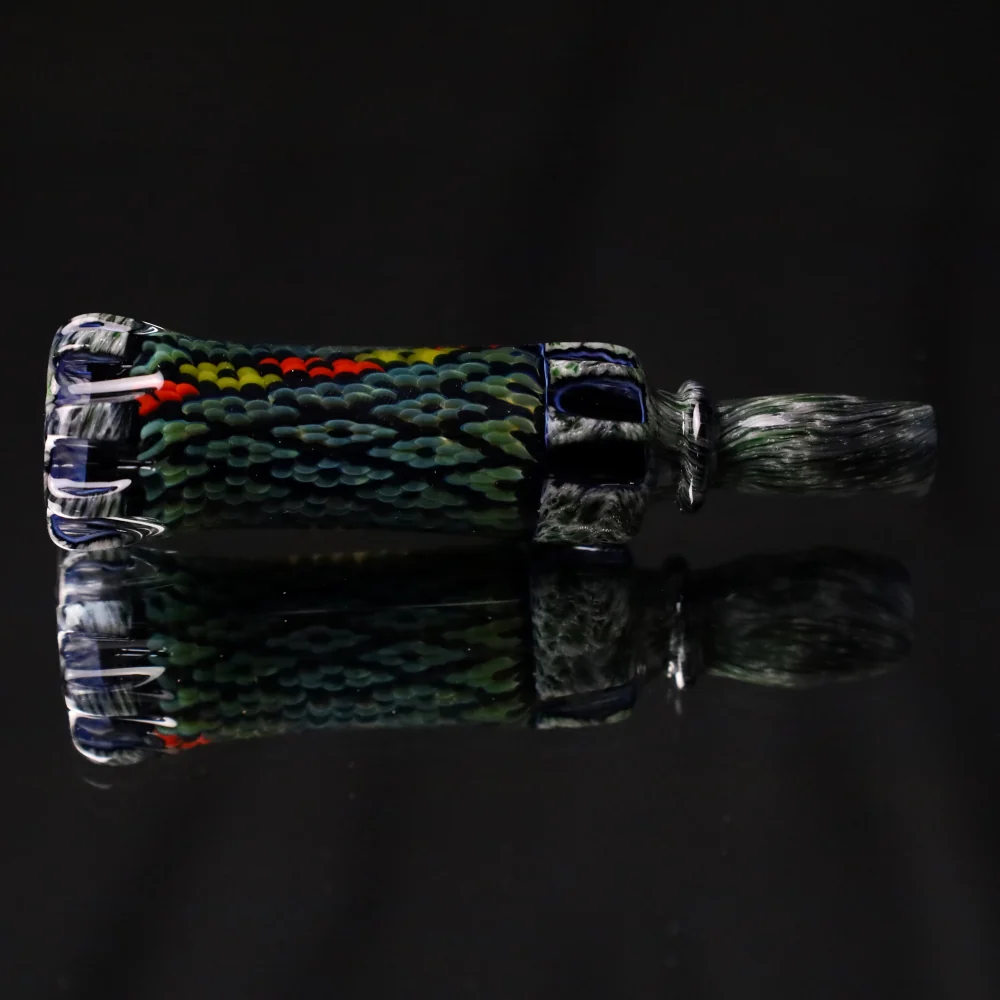 Rotational Science Glass Cold Worked Peyote Stich Chillum #17 / Black Grey - Image 3