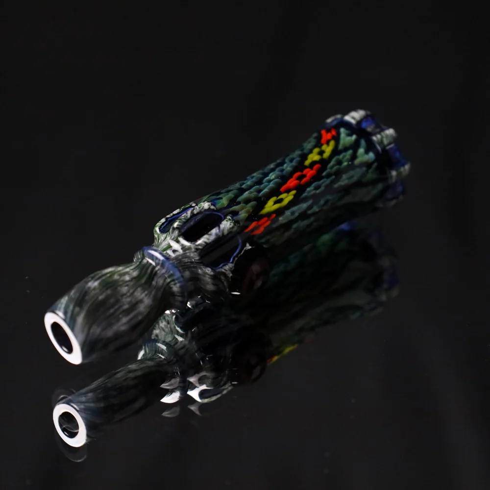 Rotational Science Glass Cold Worked Peyote Stich Chillum #17 / Black Grey - Image 4