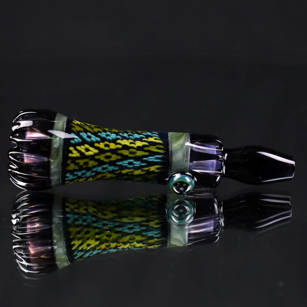 Rotational Science Glass Cold Worked Peyote Stich Chillum #24 / BLK/PNK - Image 3