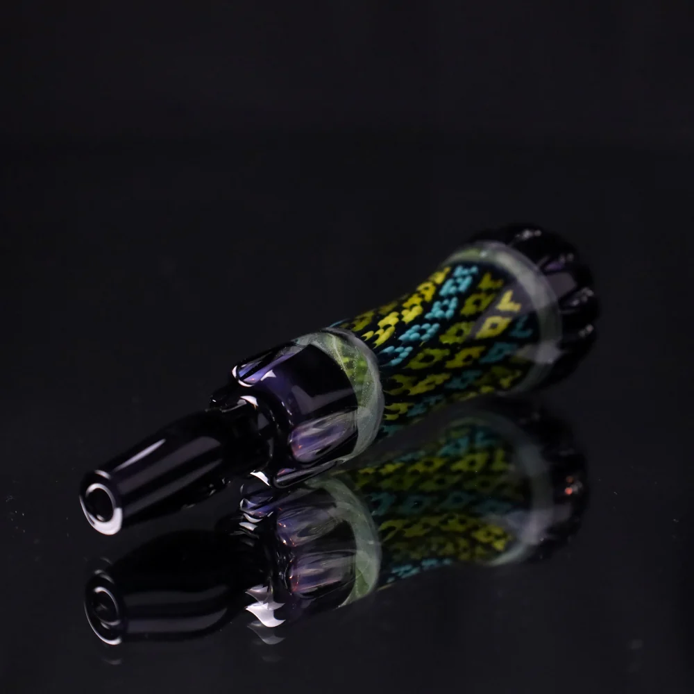Rotational Science Glass Cold Worked Peyote Stich Chillum #24 / BLK/PNK - Image 4