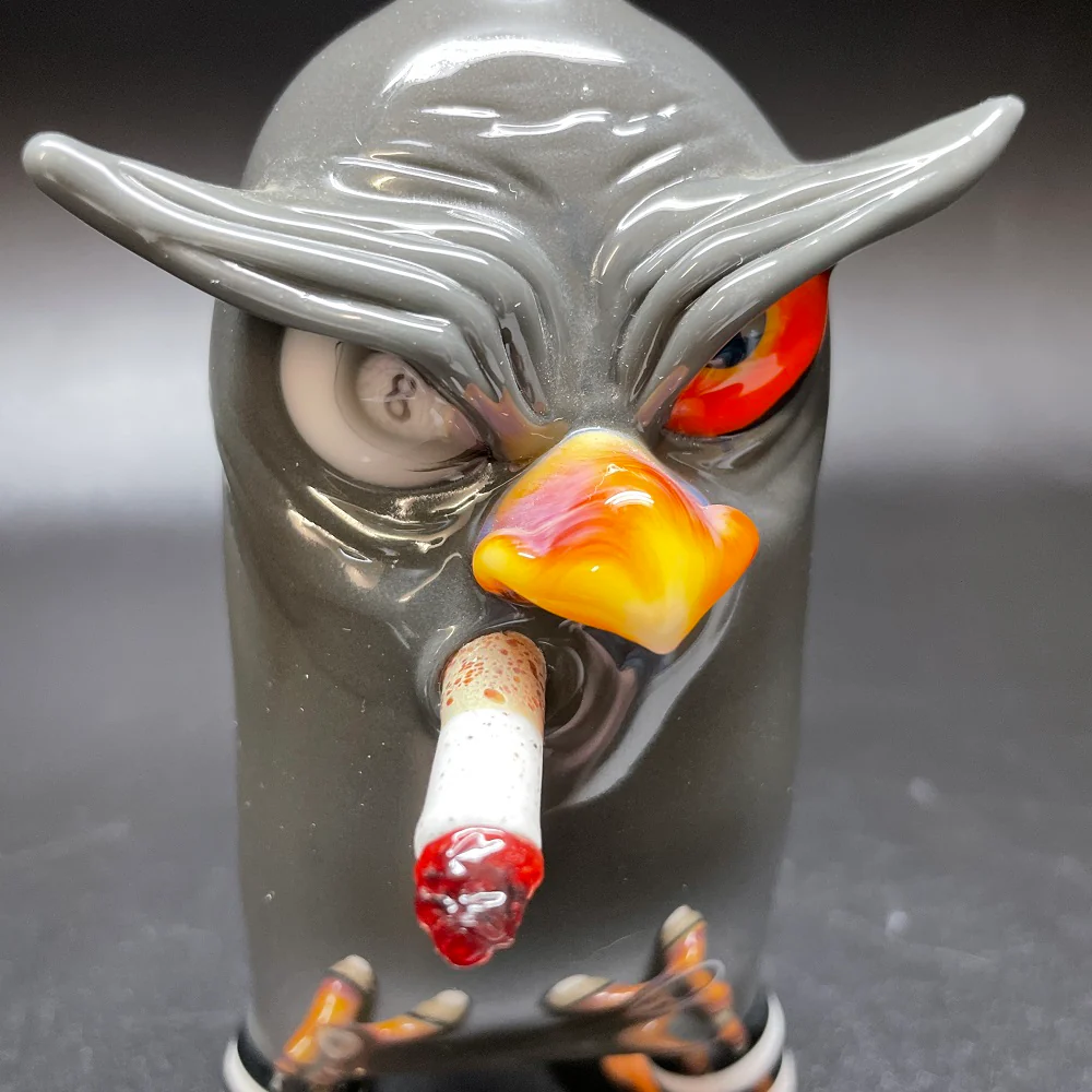 Shackman Glass x Ouchkick Collab Owl Bubbler - Image 2