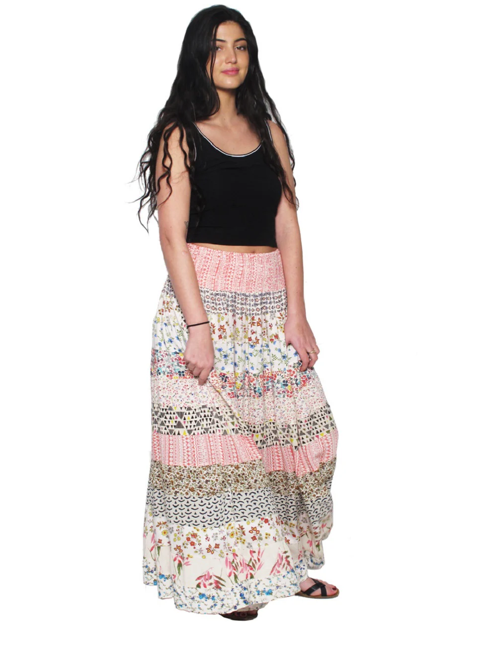 Blue Sky Designs Smocked Panel Patchwork Skirt - Image 2