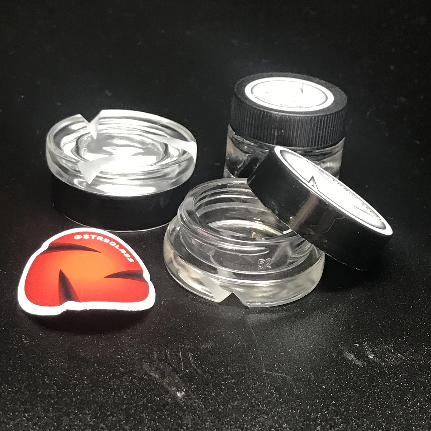 Str8 Glass Coldwork Cut Spinner Cap Stash Jar SALE - Image 2