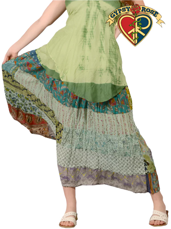 Swing Town Overdyed Tiered Cotton Skirt