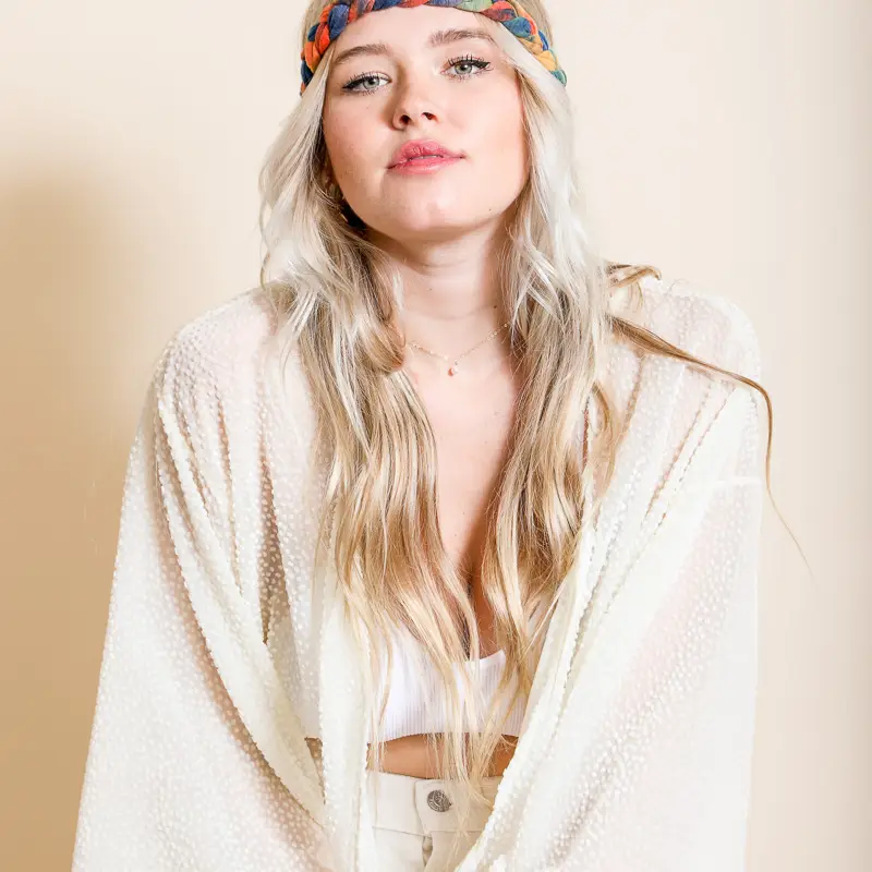 Tie Dye Braided Headband - Orange - Image 2