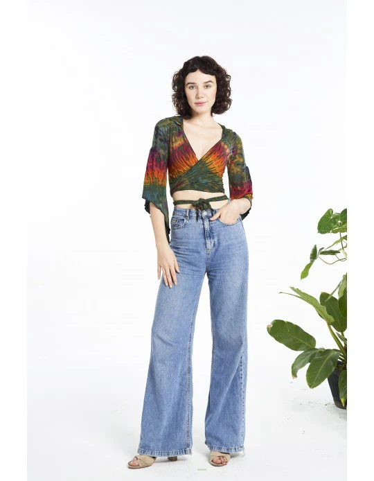 Tie Dye Wrap Around Crop Hoodie