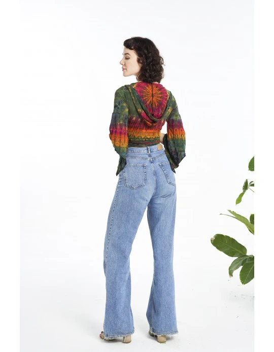 Tie Dye Wrap Around Crop Hoodie - Image 2