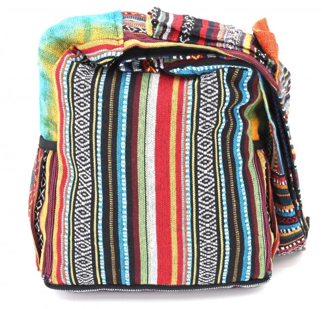 Tie Dyed Hemp Embroidered Frog and Mushroom Crossbody Bag - Image 5