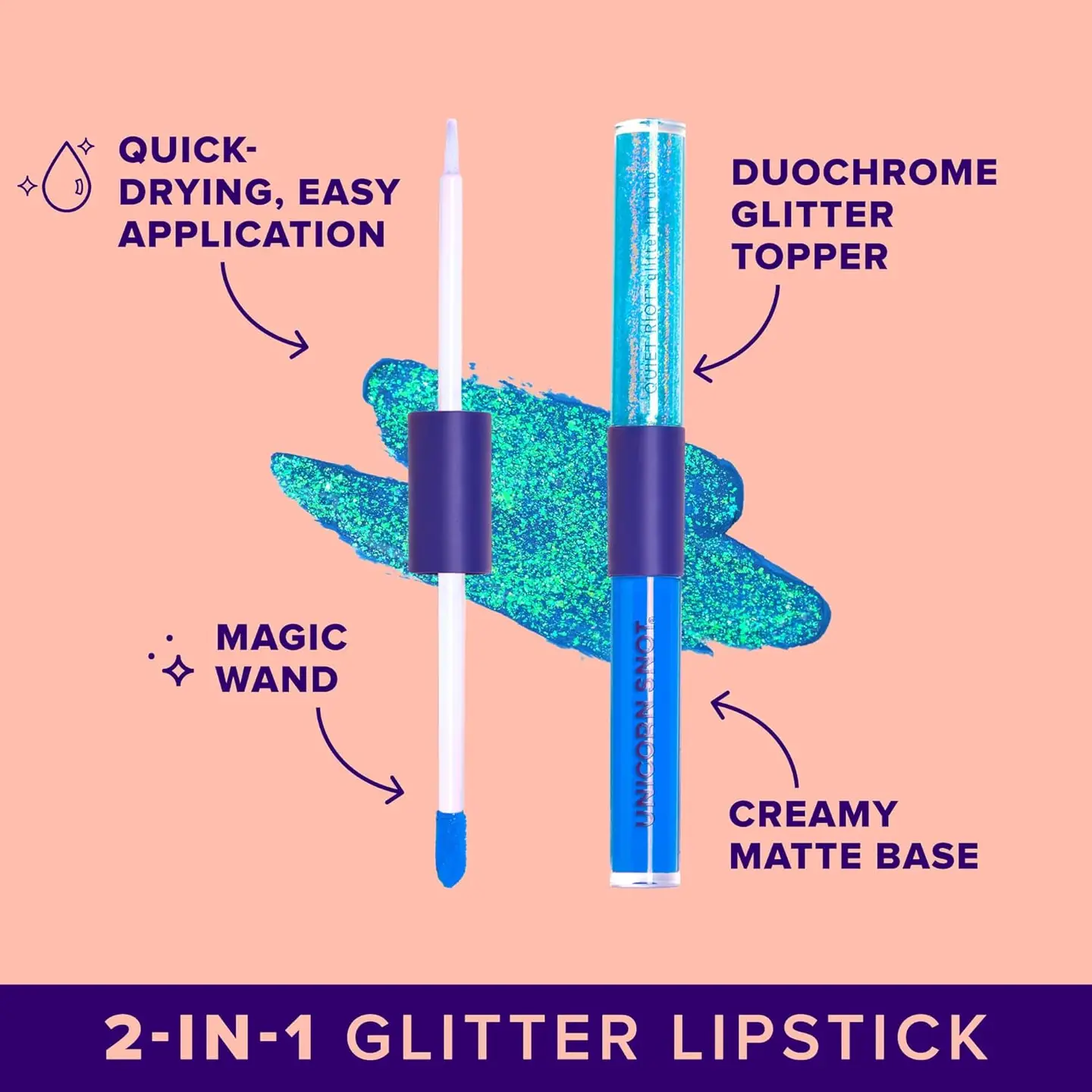Unicorn Snot Quiet Riot 2in1 Glitter Lip Duo Lip Paint in Blue-Dream - Image 3