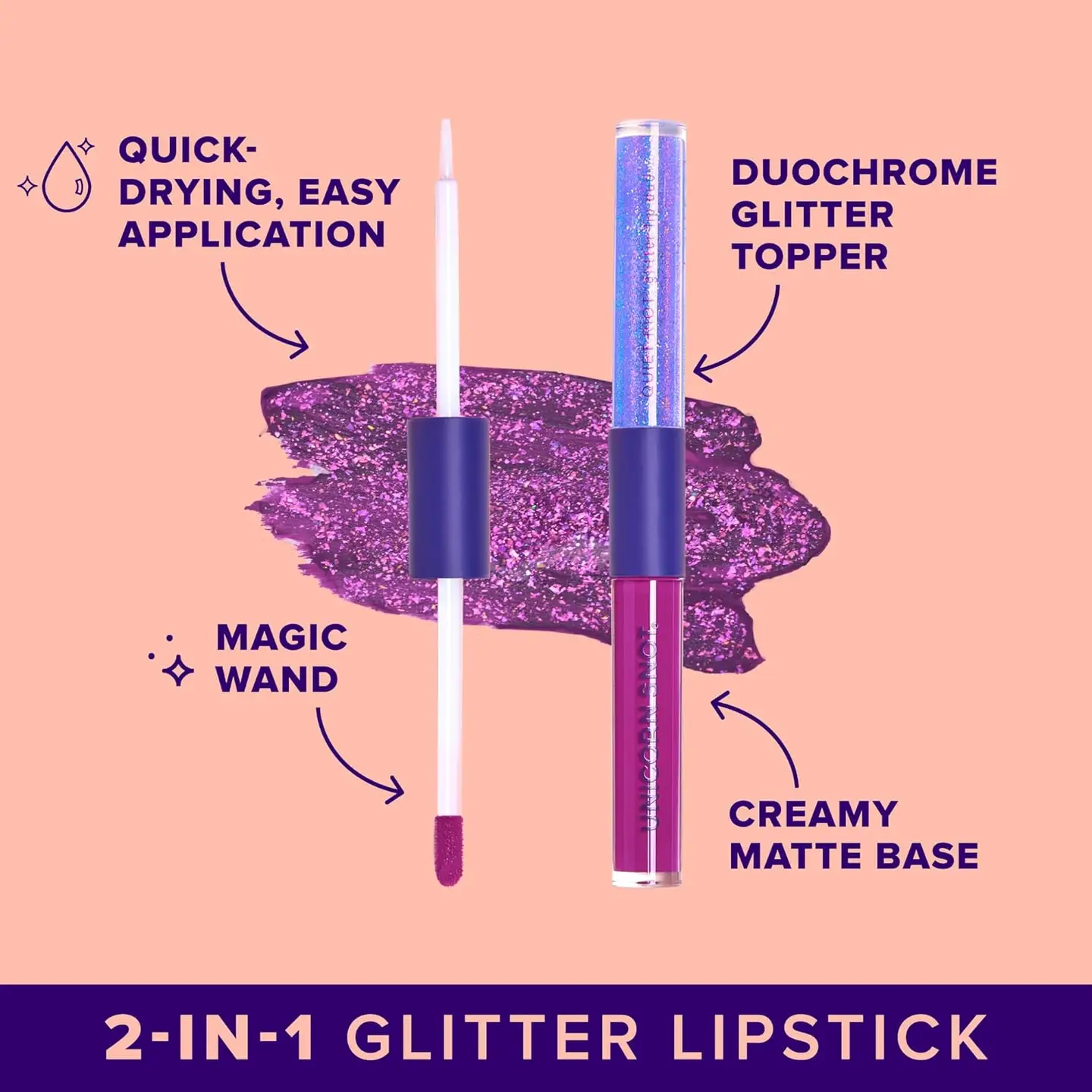 Unicorn Snot Quiet Riot 2in1 Glitter Lip Duo Lip Paint in Purple-Astro - Image 3