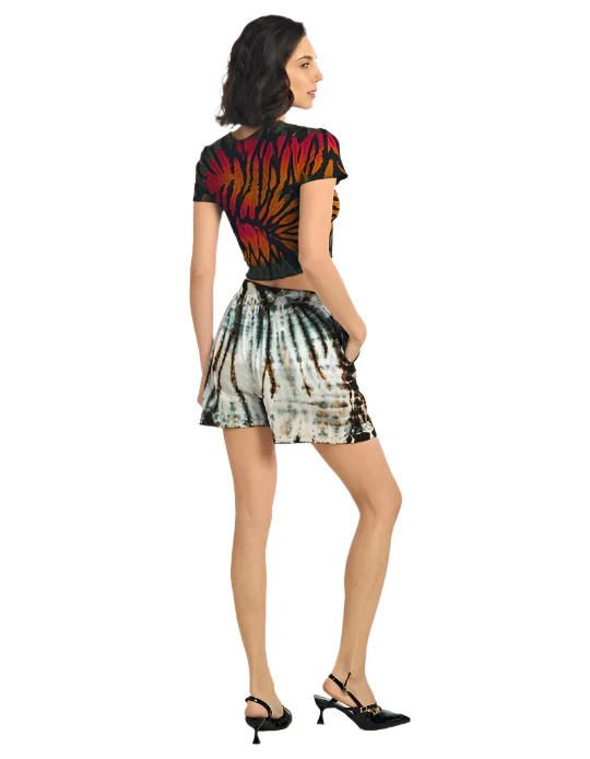 Vibrant Tie Dye Sunburst Crop Top - Image 2