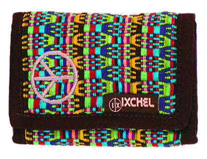 Ixchel Three Fold Brocaded Wallet with Peace Sign Embroidery - Image 2