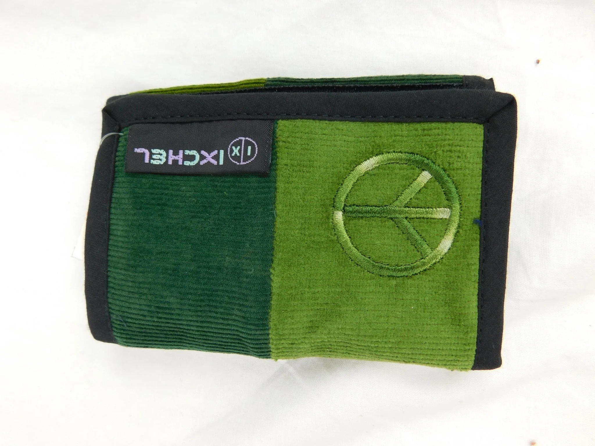 Ixchel Three Fold Patchwork Corduroy Wallet with Peace Sign Embroidery - Image 3