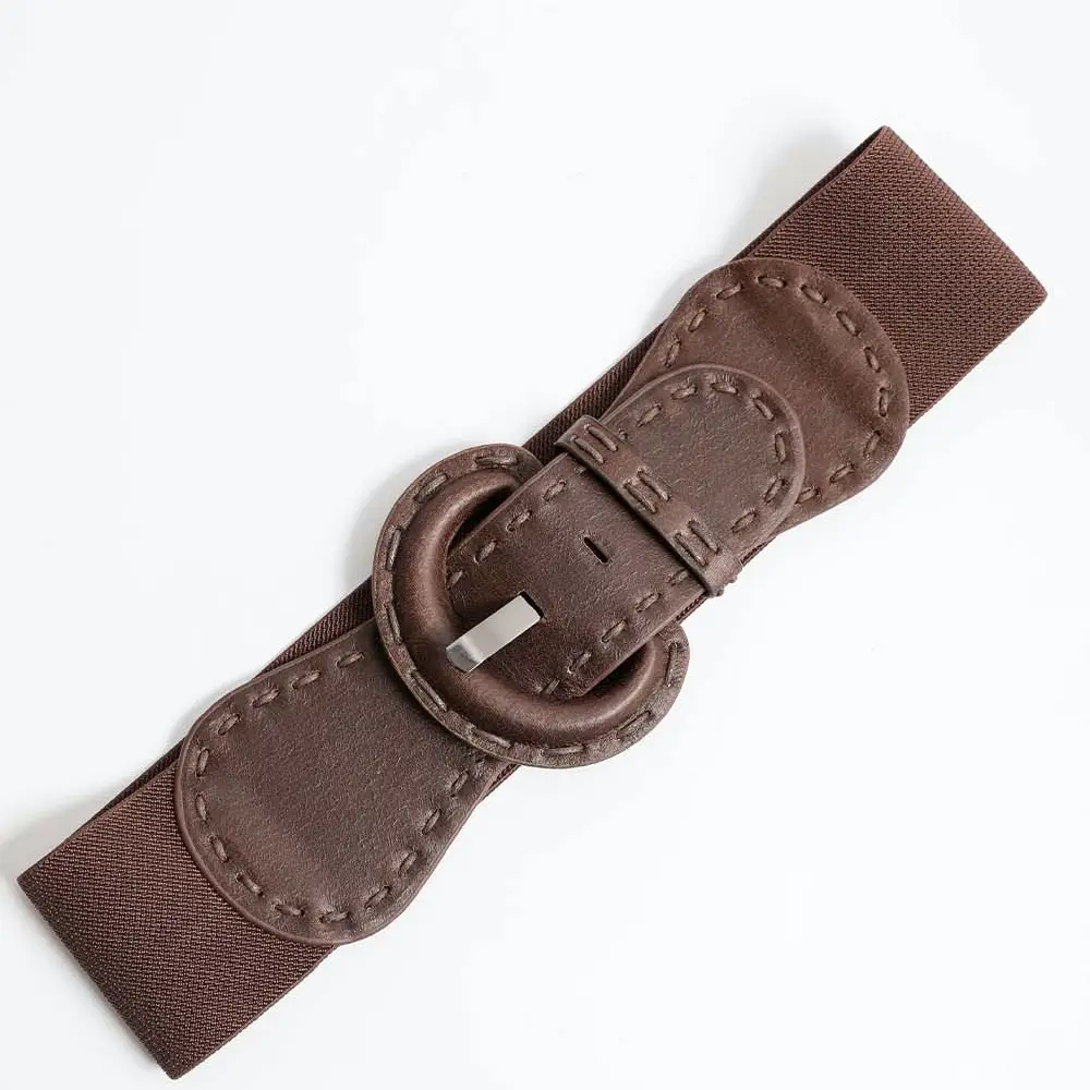 Wide Stitch Waist Belt in Brown - Image 2