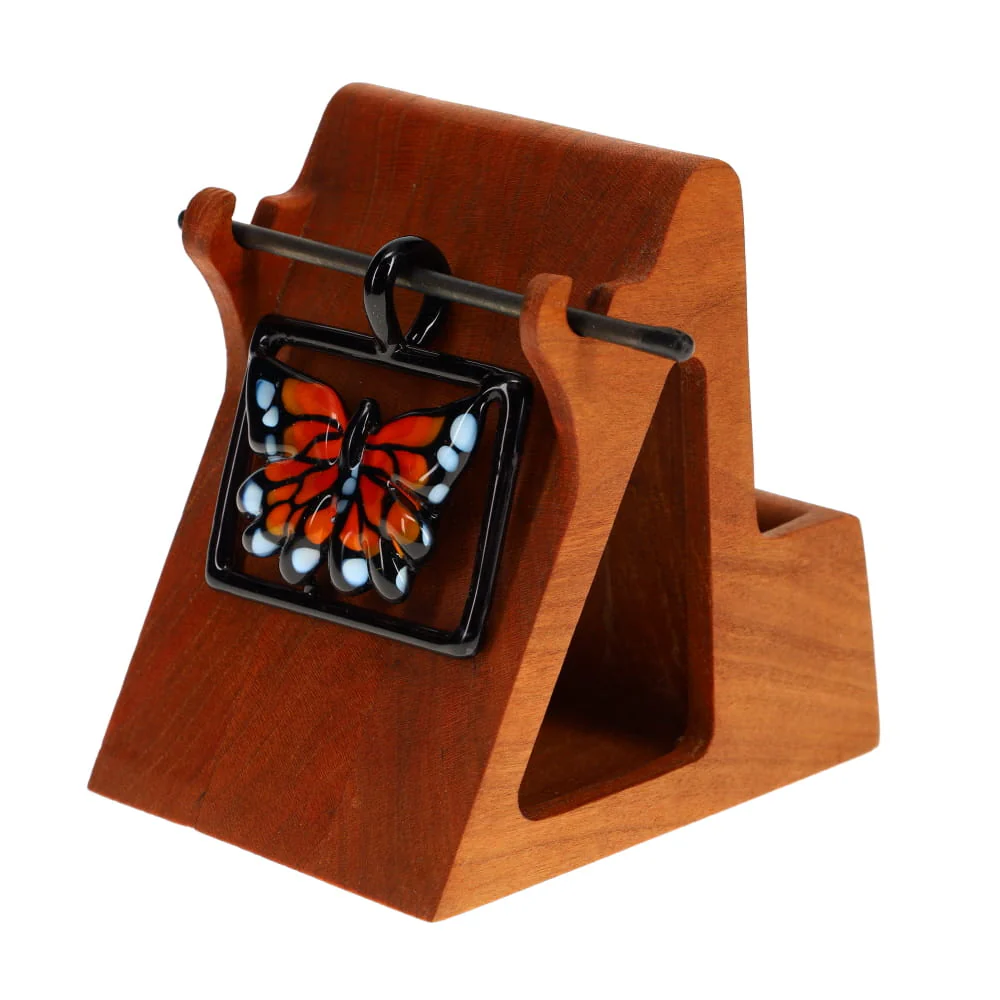 Windstar Glass Rectangle Butterfly Frame Penant - Image 2