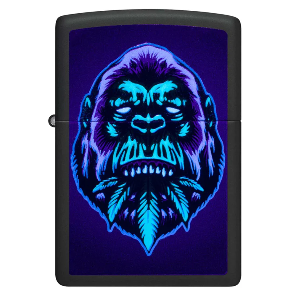 Zippo Lighter Blacklight Gorilla w/ Weed Leaf - Image 2